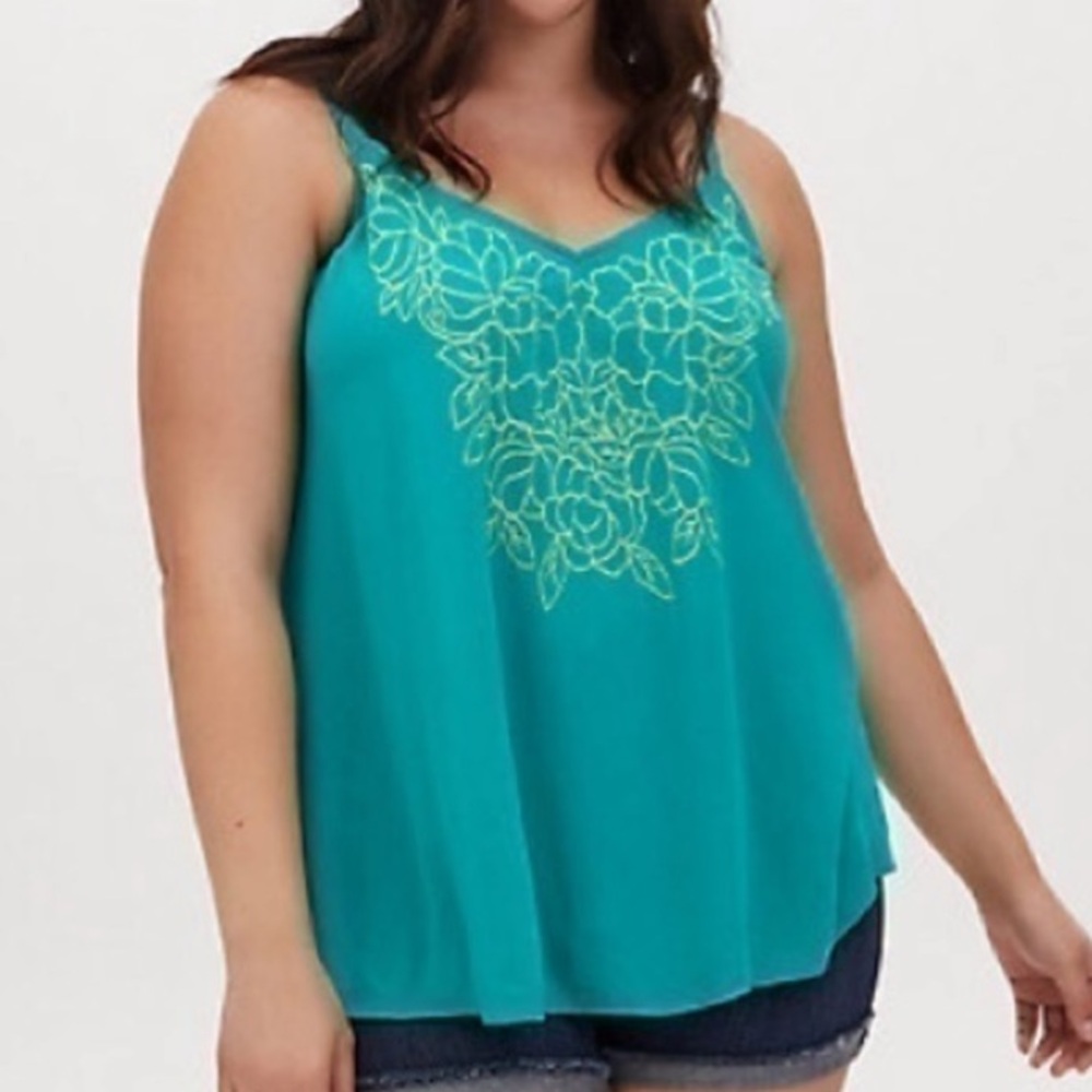 3/$20! TORRID Flowy Floral Embroidered Tank
